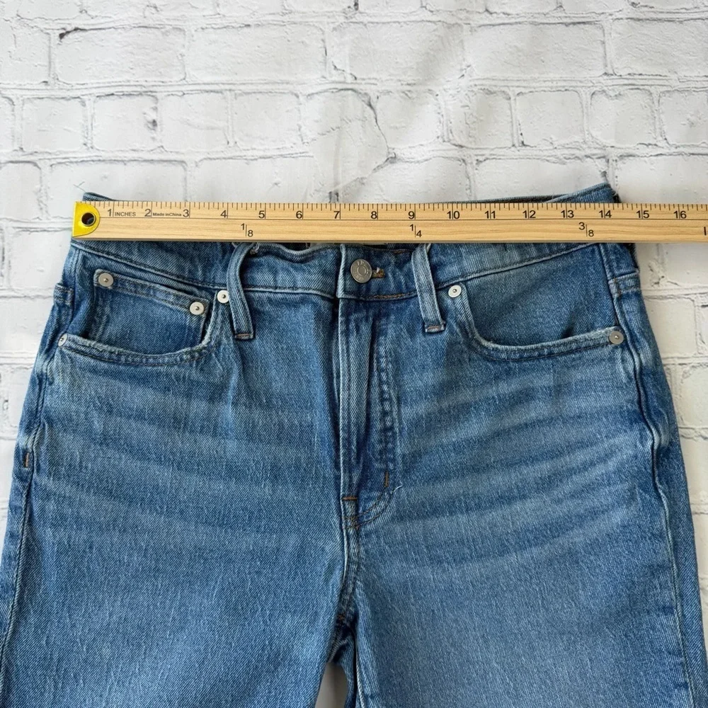 ✅ Madewell Light Blue Mid-Rise Perfect Vintage Jean frayed hem Size 27
